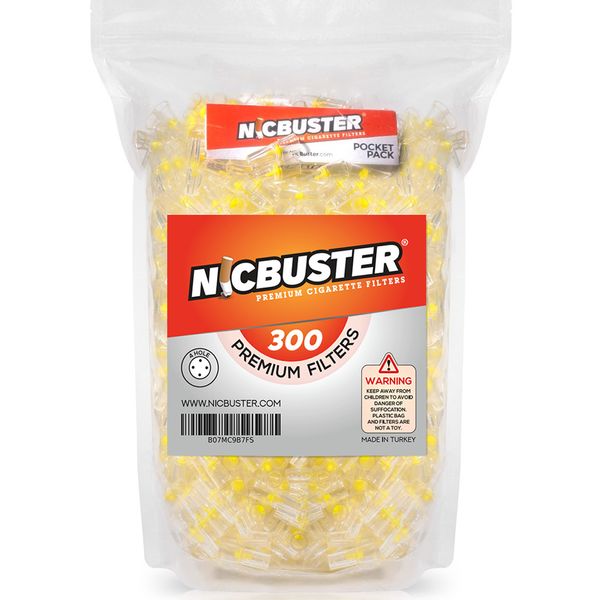 NICBUSTER 4 Hole Disposable Cigarette Filters - Bulk Economy Pack (300 Filters)