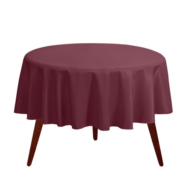 Gee Di Moda Round Tablecloth - 120 Inch Burgundy Round Table Cloth for 60 to 96 Inch Round Tables - Heavy Duty Washable Fabric - for Buffet Table, Holiday Party, Dinner, Wedding & Baby Shower