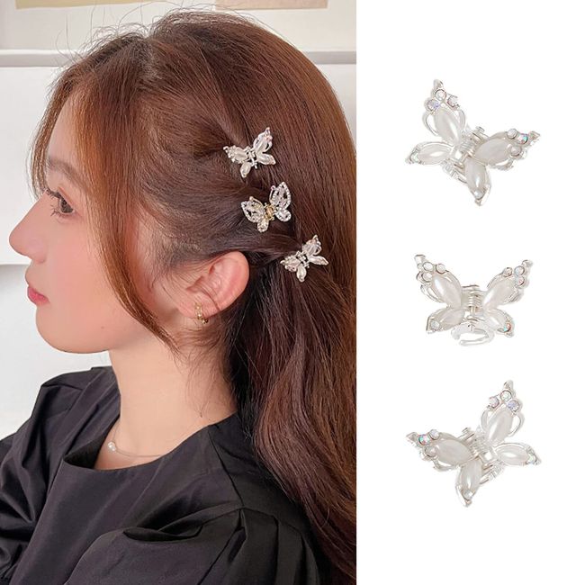 ALLMIRA Mini Hair Clips, Set of 3, Hair Clips, Small Hair Clips, Hair Accessories, Butterfly, Cute, Bangs Clips, Pearl, Small, Cute, Butterfly, Bangs, Hair Clips, Hair Clips, Adults, Hair Clips, Hair Clips, Hair Clips, Hair Clips, Hair Clips, 3 Pieces