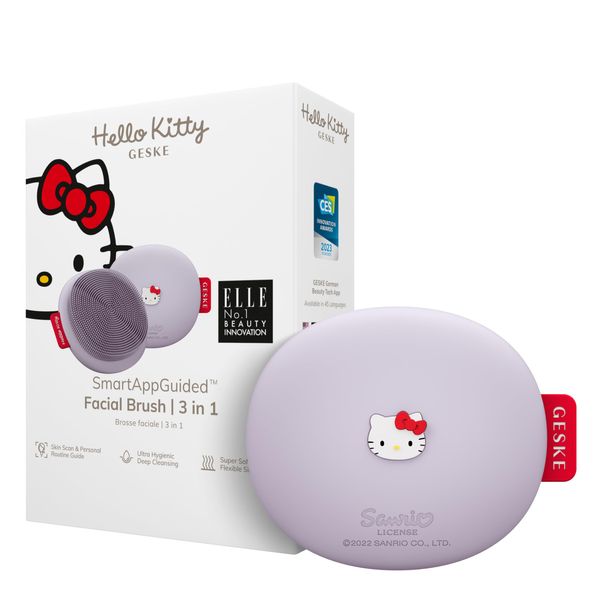 GESKE x Hello Kitty SmartAppGuided™ Facial Brush | 3 in 1 | Facial Cleansing Brush | Skin Cleansing Silicone Facial Brush | Routine Skincare | Gentle Cleansing | Facial Cleanser