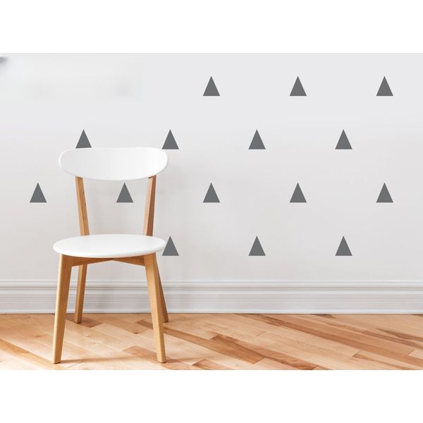 Triangle Fabric Wall Decals - Set of 32 Triangles - Charcoal Gray - Triangle Pattern Decor - Reusable, Repositionable