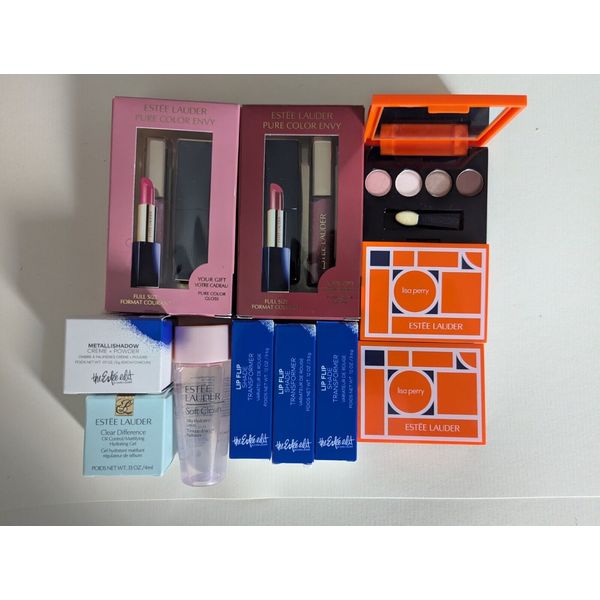 Lot of 11 Estee Lauder Makeup/Skincare, free limited edition Gift/storage box.