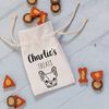 Personalised Dog Treats Linen Style Drawstring Bag Pouch Gift