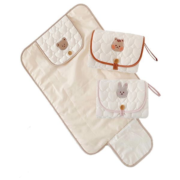 miaotti Diaper Changing Mat, Diaper Changing Sheet, Portable, Quilting, Foldable, Washable (Bear)