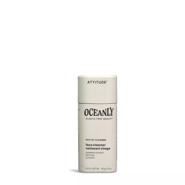 ATTITUDE Oceanly Face Cleanser Bar, EWG Verified, Plastic-free, Plant and Mineral-Based Ingredients, Vegan Skin Care Products, PHYTO CLEANSE, Unscented, 8.5 grams