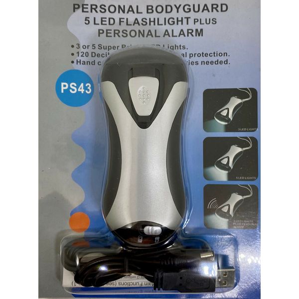 New Personal Bodyguard 5 LED Flashlight Plus Alarm