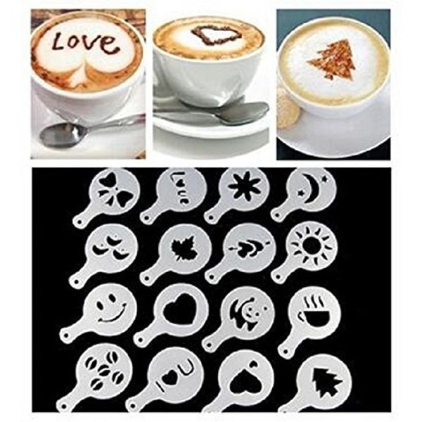 16 x Coffee Stencil Set Perfect for Cappuccino, Latte or hot Chocolate