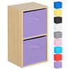 Hartleys 2 Tier Oak Cube Unit - Light Purple Storage Boxes
