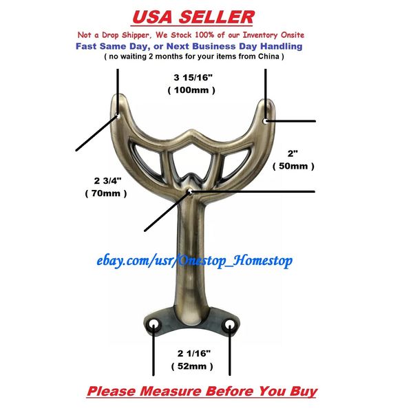 1 - 52" Antique Brass Ceiling Fan Blade Arm, Replacement Bracket,  Brand NEW
