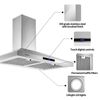 Wall Mount 30 inch Kitchen Range Hood Touch Control LCD Display Switch 350 CFM