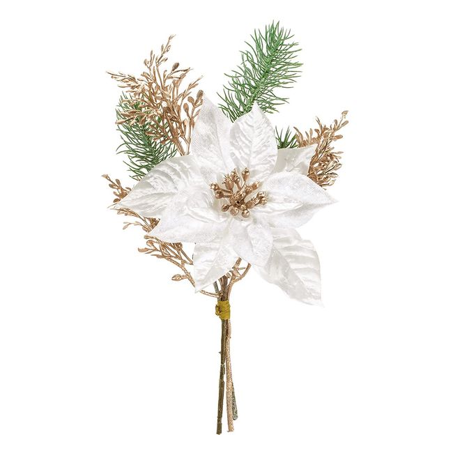 Tokyodo MAGIQ Carol Poinsettia Bundle White Artificial Flowers Artificial Flowers FX001504-001 Christmas