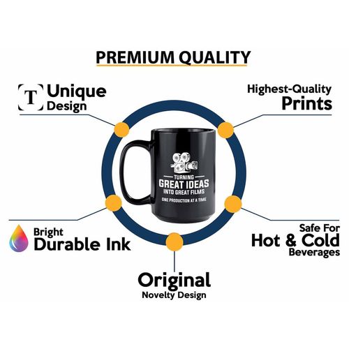 Movie Director Coffee Mug 15oz Black - Turning - Filmmaker Gifts Camera Lens Cut Prop Director Movie Film Scriptwriter