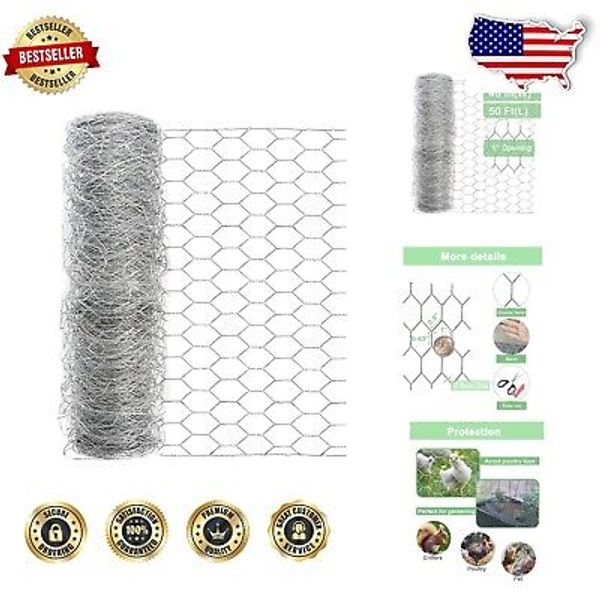 Hot-Dipped Galvanized 48'' Chicken Wire - Perfect for Pets & Garden Fencing