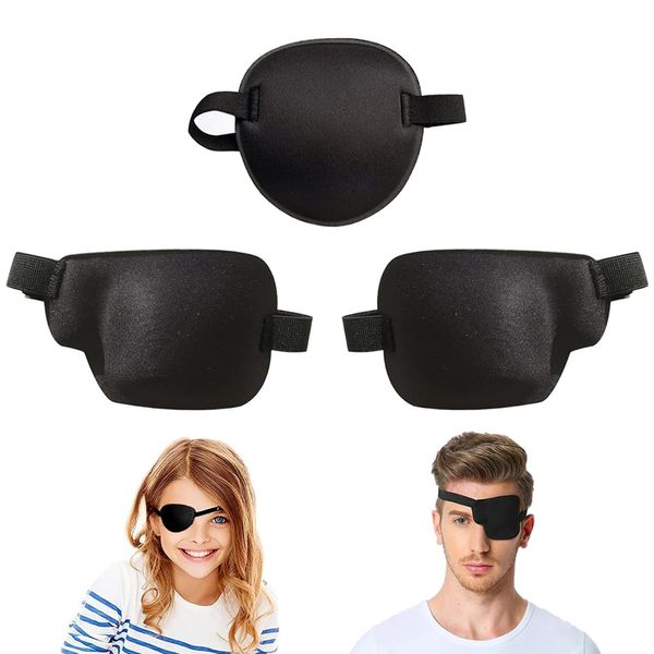 TRKETK 3 Pcs Eye Patch, Adjustable Eyepatch for Right and Left Eyes Eye Patch Lazy Eye Patches for Left and Right Eyes Eye Patches for Adults with Adjustable Buckle (Black)