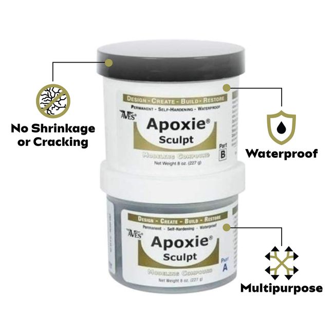 Aves aves apoxie sculpt waterproof air dry clay for sculpting & repairs, a  2 part epoxy putty sculpting clay that adheres to all s