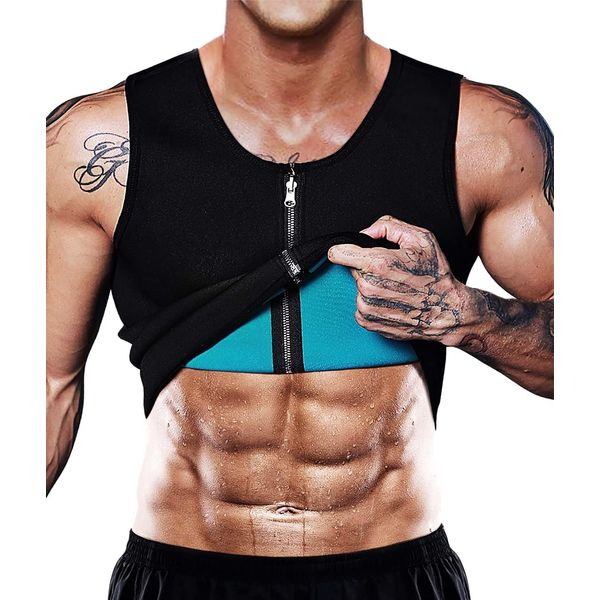 NonEcho Men Sauna Vest Hot Sweat Waist Trainer Corset Neoprene Tank Top Shapewear Slimming Shirt Workout Suit