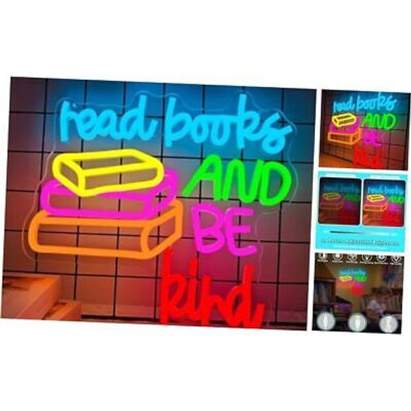 Neon Sign Reading Led Sign for Classroom Wall Decor Read Books And Be Kind