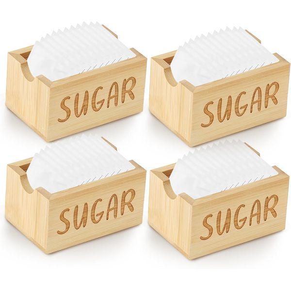 4 Pcs Wood Sugar Packet Holder Dispenser 4 pcs,