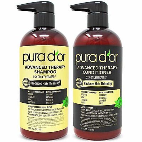 PURA D'OR Dor Advanced Therapy Shampoo & Conditioner Set Reduces Thinning 16oz