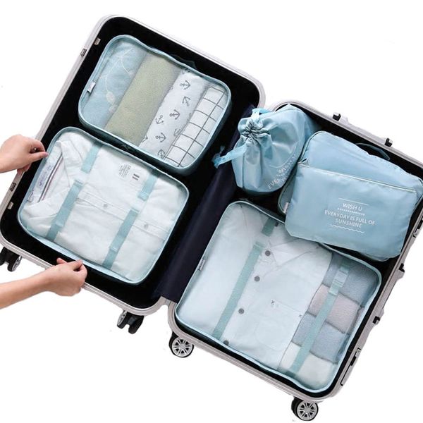 SuGer 7 Piece Travel Pouch Set, Travel Arrangement Case, Packing Organizer, Storage Pouch, Large Capacity, Waterproof, Storage for Clothes, Shoes, Cosmetics, Toiletries -