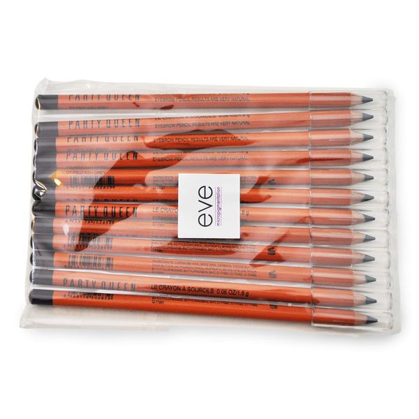 Eyebrow pencils - Party Queen - Light Black - 12 pcs - Excellent Eyebrow Designing tool for Mircroblading and PMU Artist