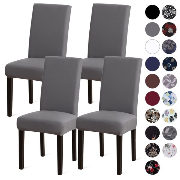 Sufdari Dining Chair Covers,Kitchen Cover,Parsons Slipcover,Spandex Protectors for Room Stretch Chairs Cover Set of 4 -Gray