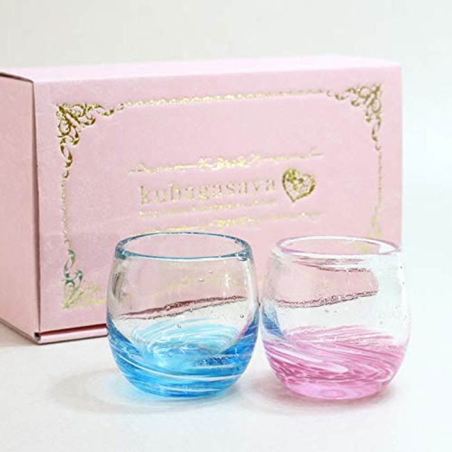 Pair Glasses, Stylish, Present, Cold Tea Glass, Cup, Ryukyu, Glasses, Firefly, Love & Star Talglass, Set of 2, Gift Box Included, Pink x Water