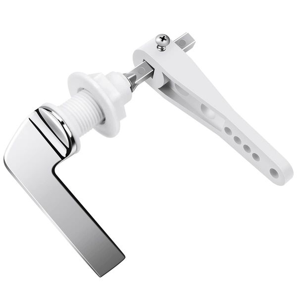 Toilet Flush Handle Replacement Universal Fit Toilet Cistern Handle Chrome Plated Replacement Metal Handle Cistern Lever for Toilet Wc Cistern Tank