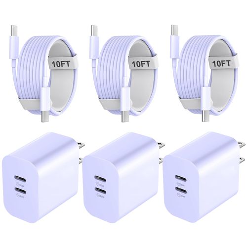 Phone 16 15 Pro Max Charger Cable, 20W Dual Port USB C Fast Charger Block with 10FT Long USB C to C Fast Charging Cord Cable for Phone 16 15 Pro Max/16 15 Pro/16 15/16 15 Plus,Pad Pro 12.9"/11"