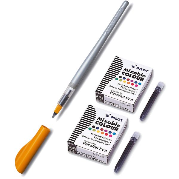 Pilot Calligraphy Fountain Pen Refillable Parallel Pen (2.4 mm + Cartridges)