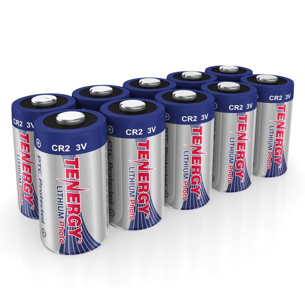 Tenergy CR2 3V Lithium Battery Non-Rechargeable PTC Protected High Performance CR2 Batteries for Flashlight, Digital Cameras, Toys, Alarm Systems (Not for Arlo Camera) 10 Pack