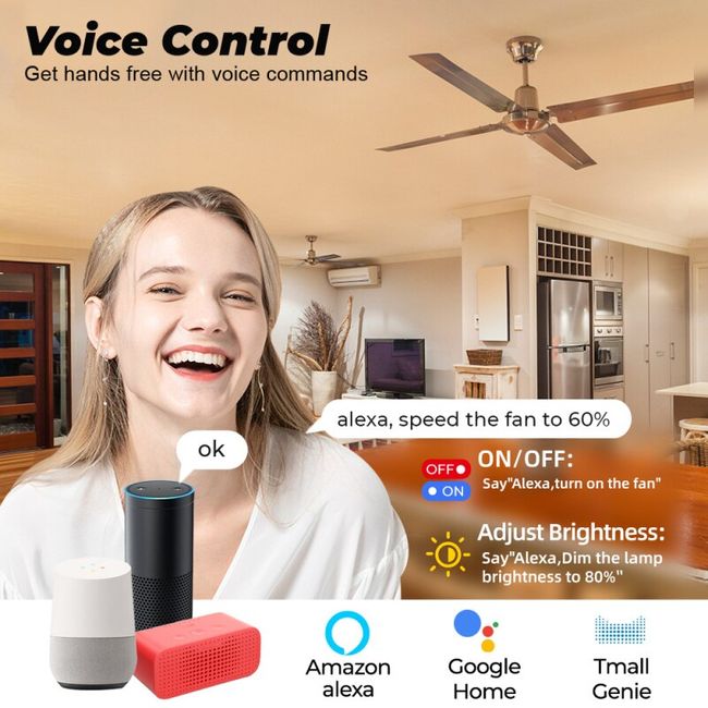Wireless Smart Ceiling Fan Lamp Remote Control Controller Timing