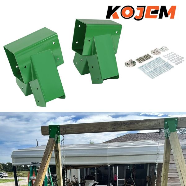 2 Brackets 1-2-3 A-Frame Swing Set Green Powder-Coated Heavy Duty Steel