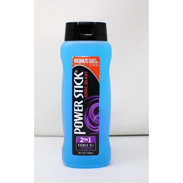 Power Stick 2 In 1 Cool Blast Shower Gel + Shampoo 18 Ounce