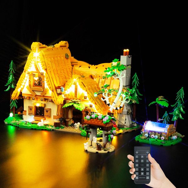 Hilighting Upgraded Led Light Kit for Lego Snow White and The Seven Dwarfs' Cottage Building Set, Remote Control Version Compatible with Lego 43242 (Model Not Included)