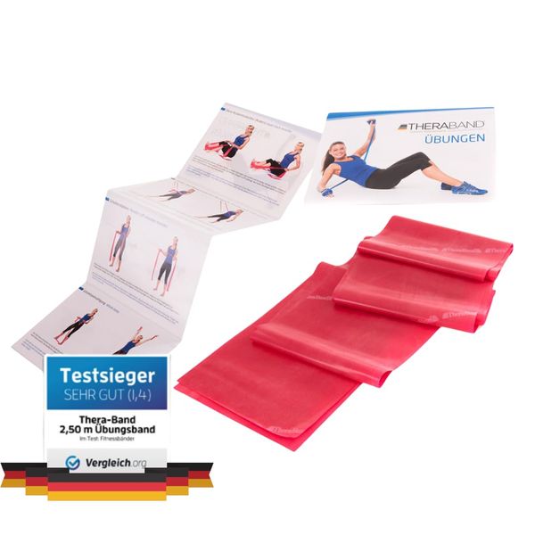 TheraBand Original Fitnessband – 2,5m Resistance Band für Ganzkörpertraining, Kraft & Flexibilität – Ideal für Physiotherapie, Fitness & Sport (Rot)