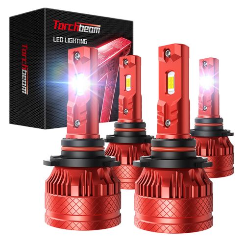 Torchbeam 9005/HB3 9006/HB4 LED Bulbs Combo，96000LM 800% Super Brighter 6500K Cool White 9005 9006 Fog Lights with Cooling Fan, IP68, 60000Hrs Long Lifespan, Plug and Play, Pack of 4