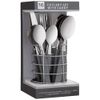 16Pc Cutlery Set Stainless Steet with Caddy - Grey - Comfortable Grip Flatware - Kitchen and Dining Accessories - Rust-Resistant - Dinnerware Tools - Dishwasher-Safe Silverware