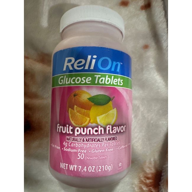 NEW/SEALED ReliOn Raspberry Glucose 50 Chewable Tablets,