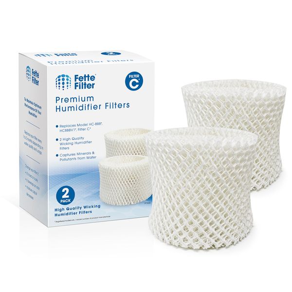 Fette Filter - Filter C Humidifier Wicking Replacement Filter Compatible with Honeywell HC-888 HC-888N for Series HCM-890 HEV-320 and Duracraft DCM200 DH890 DCM891 Series 2-Pack.