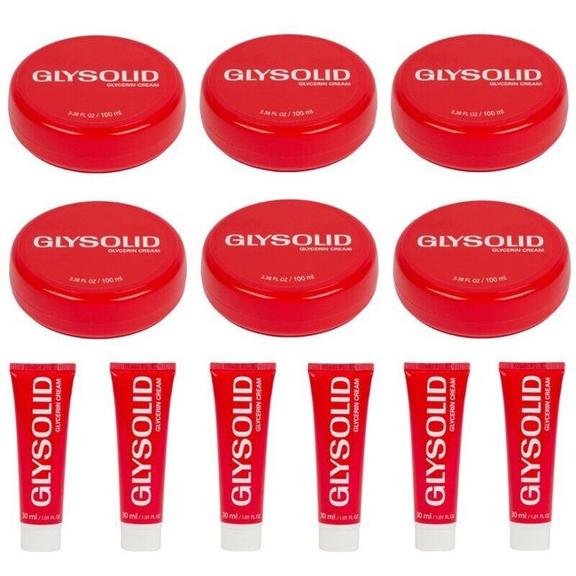 Glysolid Skin Cream 6 Pack 3.38 oz Jars + 6 Pack 1 oz Tubes