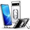 Shields Up for Google Pixel 6a Case with Stand, Pixel 6a Case Clear with Double Ring Holder [Adjustable & Foldable] Shockproof Protective Cover for Google Pixel 6a, Clear