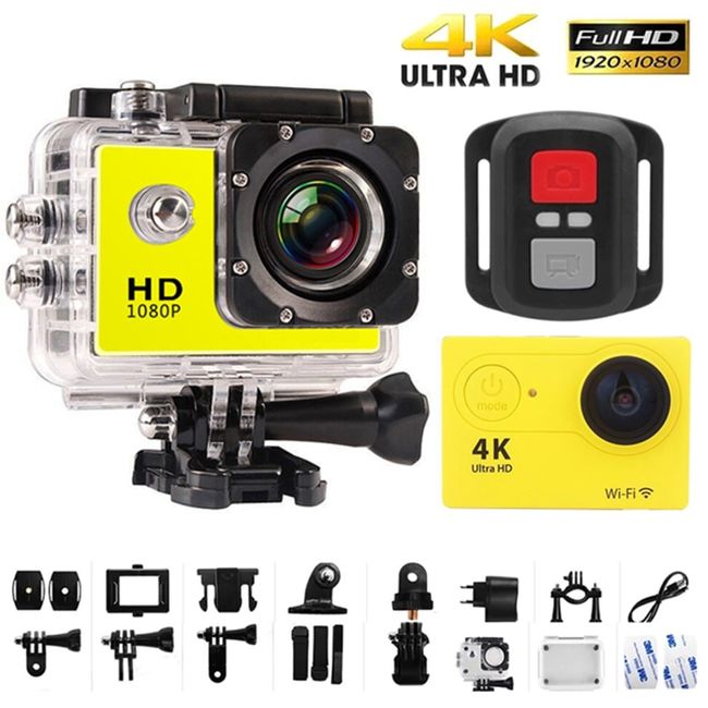 Sports Action Video Cameras Ultra HD 4K Action Camera 30fps/170D Underwater  Helmet Waterproof 2.0-inch Screen WiFi Remote Control Sports go Video