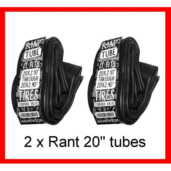 2 x RANT 20" BMX BICYCLE TUBES 20 x 1.95 - 2.4 FITS ALL 20" BMX TIRES SUBROSA