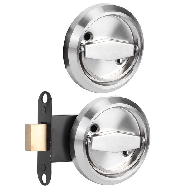 Double Sided Lock, Stainless Steel Door Lock for Bathroom Use(Silver (with Lock))