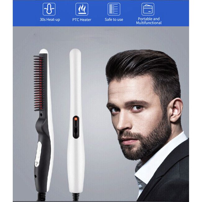 Beard Straightener Comb Quick Heated Electric Brush Styler Pro Hair For Mens