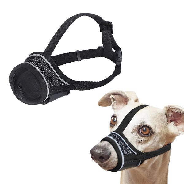 Aomhrek Adjustable Dog Muzzle - Soft, Breathable, Prevents Biting & Barking - XS (Black)