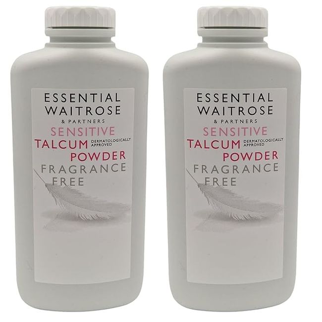 Waitrose Sensitive Talc Powder 250g | Fragrance Free | Talc for Men and Women | Pack of 2