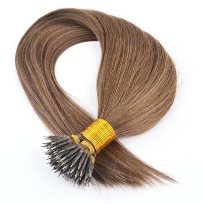 Nano Ring I Tip Hair Extension - Light Brown | USA Hair