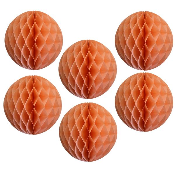 6-pack 5 Inch Peach Honeycomb Tissue Paper Balls